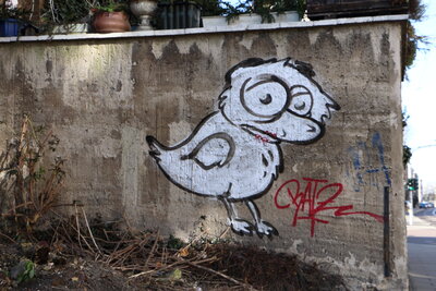 Graffiti bildlich: trauriger Vogel