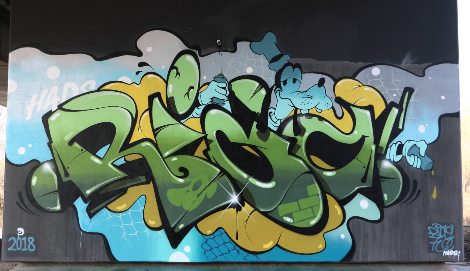 Unter der Brücke: RICO zeigt: Goofy ist unter die Sprayer gegangen...