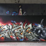 Unter der Brücke (B80-West): Güros mit Graffiti-Blaster und Psycho by SHIZO